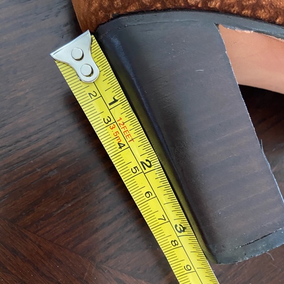 Suede & Leather Color block Stacked Heel Booties Brown Sz 8 $295 - Picture 14 of 15